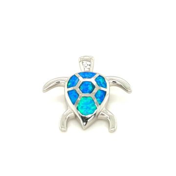 Pendant, silver (925°), Turtle with artificial opal