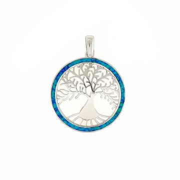 Μενταγιόν, ασήμι (925°), Δέντρο της ζωής με τεχνητό opal