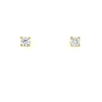 Women’s earrings, gold Κ14 (585°), single stone with zirgon 3 mm