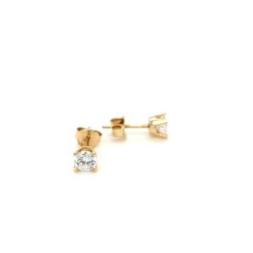Women’s earrings, gold Κ14 (585°), single stone with zirgon 5 mm