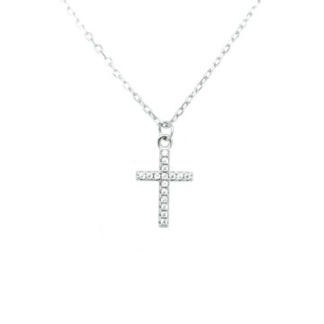 Κολιέ γυναικείο, ασήμι (925°), σταυρός με αλυσίδα