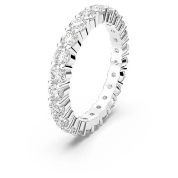 SWAROVSKI Δαχτυλίδι Vittore XL Στρογγυλή κοπή, Λευκό, Επιμετάλλωση ροδίου , Size 55 ,  5237742