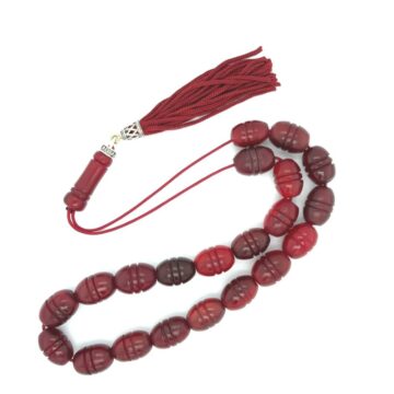 Kombolois Horn red carved with tassel-19 beads