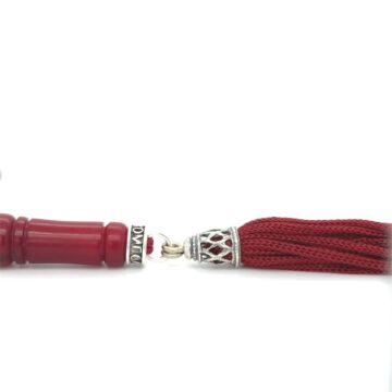 Kombolois Horn red carved with tassel-19 beads