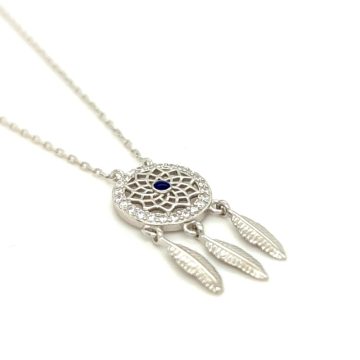 Women’s necklace, silver (925°), a dream catcher with zircon