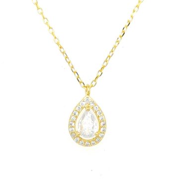 Women’s necklace,  Gold- plated rosette with white crystal-silver (925 °)