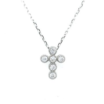 Women’s cross necklace with zircon, silver (925°)