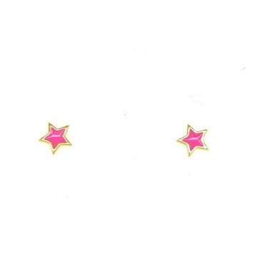Παιδικά σκουλαρίκια καρφωτά επίχρυσα , αστεράκια ροζ – ασήμι (925°)