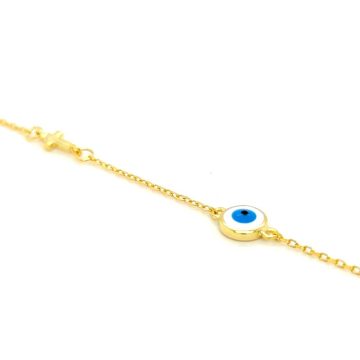 Women’s bracelet, silver (925 °)- gold-plated, with eye and cross