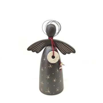 TREIS GRAMMES Christmas ceramic angel 2024 small, brown, 17,5 x 13,5 cm