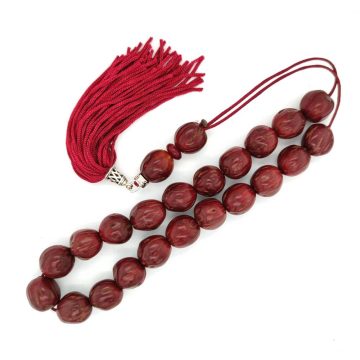 KOMBOLOIS Aromatic fruit with rose aroma, burgundy, 21 beads, with tassel