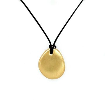 SARINA Women’s pebble necklace with black cord, gold-plated brass, B70