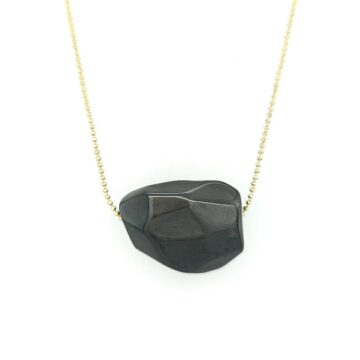 SARINA Women’s Pebble Necklace with faux chain, Brass Plated, B47