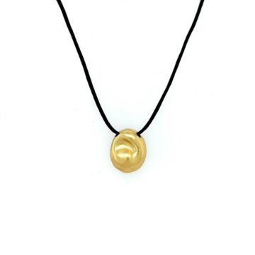 SARINA Women’s Pebble Necklace with Black Cord, Brass Gold Plated, B66