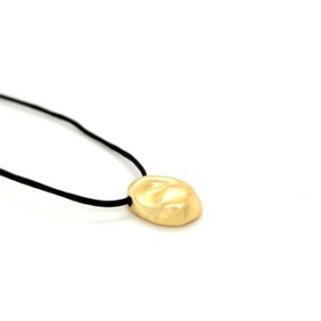 SARINA Women’s Pebble Necklace with Black Cord, Brass Gold Plated, B66