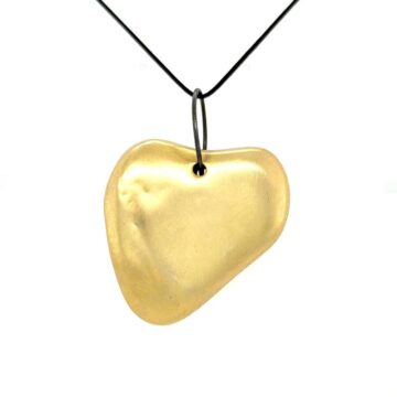 SARINA Women’s heart necklace with black cord, gold-plated brass, B44K