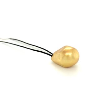 SARINA Women’s Pebble Necklace with Black Cord, Brass Gold Plated, B80