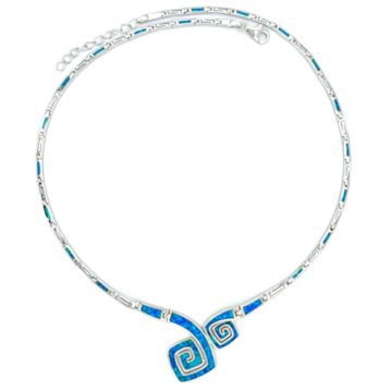 Women’s necklace, silver (925°), Spiral with artificial opal