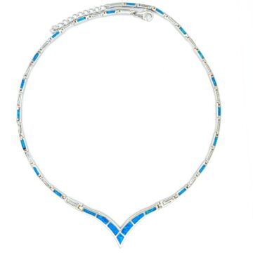 Κολιέ γυναικείο, ασήμι (925°), Μαίανδρος με τεχνητό opal