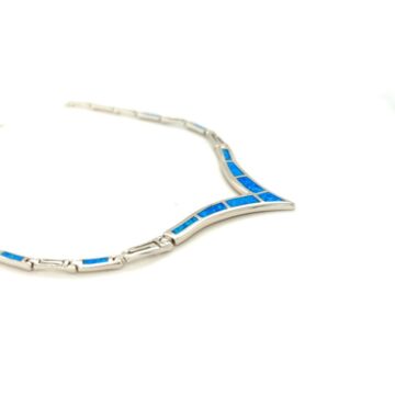 Women’s necklace, silver (925°), Meander with artificial opal