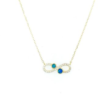 Women’s necklace infinity , Gold-plated silver (925 °), with artificial opal and zircon