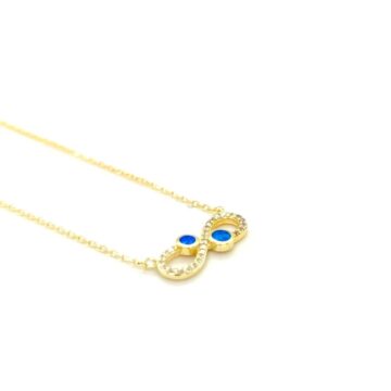 Women’s necklace infinity , Gold-plated silver (925 °), with artificial opal and zircon