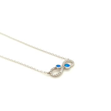 Women’s necklace infinity , silver (925 °), with artificial opal and zircon