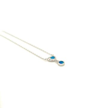 Women’s necklace, silver (925 °), heart with artificial opal