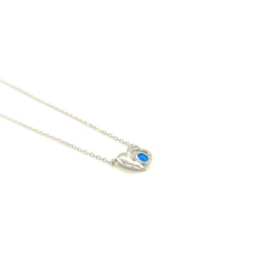 Women’s necklace, silver (925 °), heart with artificial opal