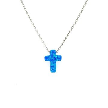 Necklace cross with opal – gold-plated silver (925°)