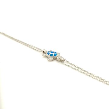 Double chain bracelet, silver (925°), turtle with artificial opal