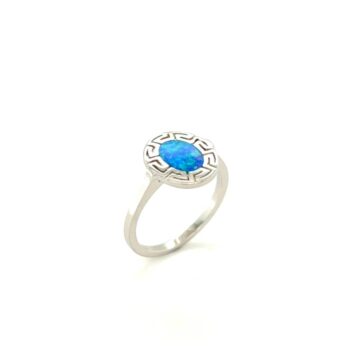 Γυναικείο δαχτυλίδι, ασήμι (925°), Μαίανδρος με τεχνητό opal