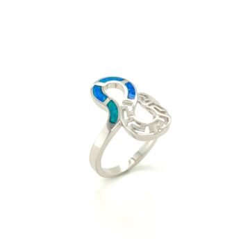 Γυναικείο δαχτυλίδι, ασήμι (925°), Μαίανδρος με τεχνητό opal