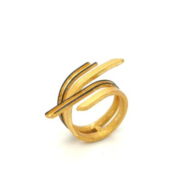 SARINA δαχτυλίδι γυναικείο, ασήμι (925°), επίχρυσο με οξείδωση, AK1119D