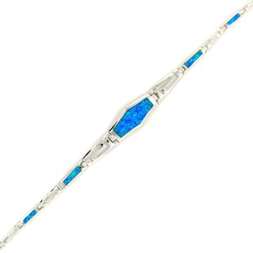 Women’s bracelet, silver (925°), Meander with artificial opal