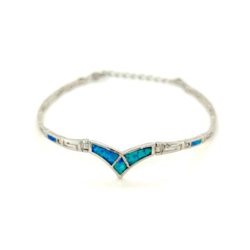 Women’s bracelet, silver (925°), Meander with artificial opal