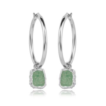 JOOLS Σκουλαρίκια γυναικεία κρίκοι με  πράσινη πέτρα , ασήμι (925°), FSE3107.3