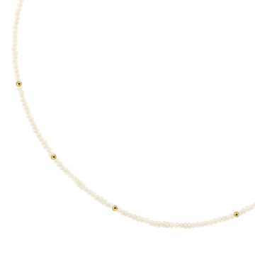 Κολιέ γυναικείο με λευκά μαργαριτάρια 2-3 mm και χρυσά στοιχεία Κ14 (585°)