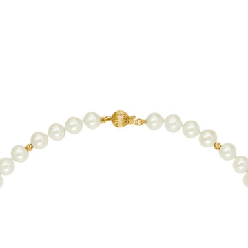 Women’s necklace with white pearls 7-7,5 mm ​​and gold elements K14 (585°)