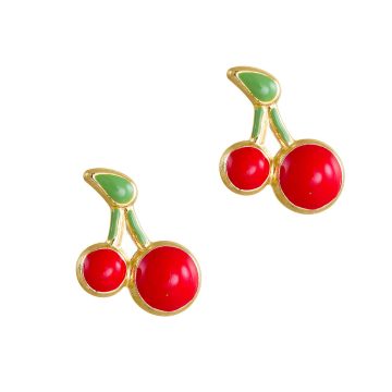 Children’s earrings, gold K9 (375°), cherries