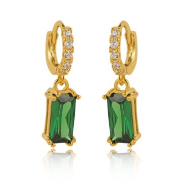 JOOLS Women’s earrings with green stone and zircon , Gold-plated Silver (925°), 202211D15-EB.2