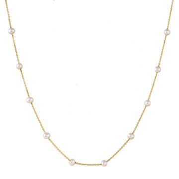 Women’s necklace with white pearls, gold K14 (585°)