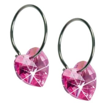 BLOMDAHL Earrings,Natural Titanium, Rose heart ,10mm , 90C