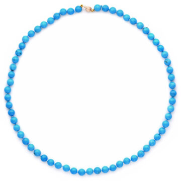Women’s necklace with turquoise 6 mm ​​and gold clasp K14 (585°)