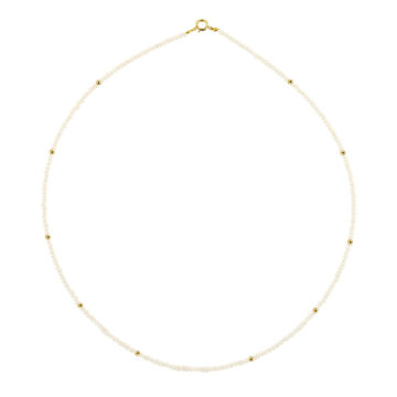 Women’s necklace with white pearls 2–3 mm ​​and gold elements K14 (585°)
