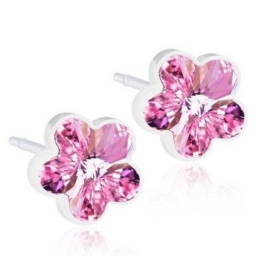 BLOMDAHL Earrings, Medical Plastic, Flower light pink , 6mm, 185B