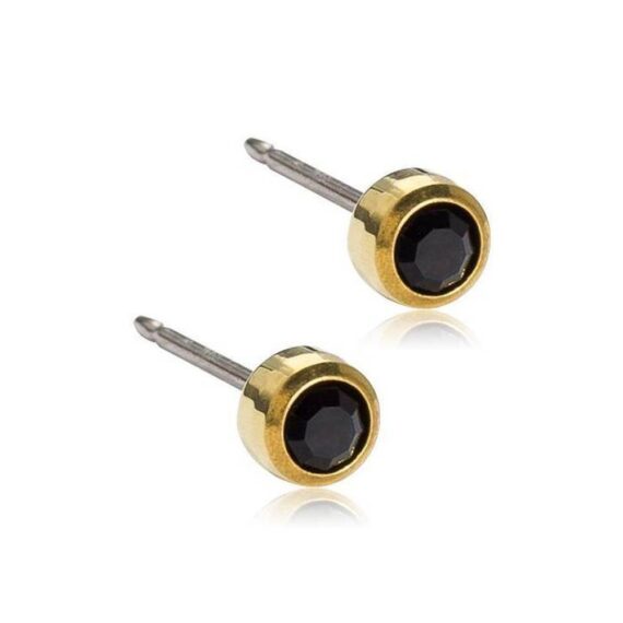 x golden titanium earrings bezel black mm pr