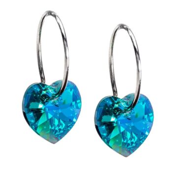 BLOMDAHL Earrings,Natural Titanium, Turquoise heart ,14mm , 93C