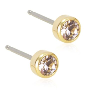 BLOMDAHL Earrings, Gold Natural Titanium, Crystal , 4 mm , 44C