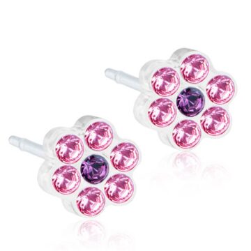 BLOMDAHL Earrings, Medical Plastic, Daisy – light rose-amethyst, 5mm, 156B